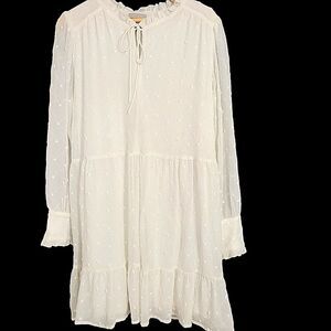 H&M Cream Peasant Style Eyelet Dress-Sz M